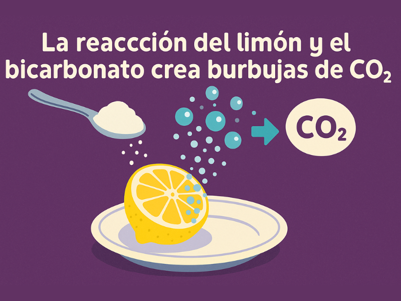 cartel de reacción de limón y bicarbonato