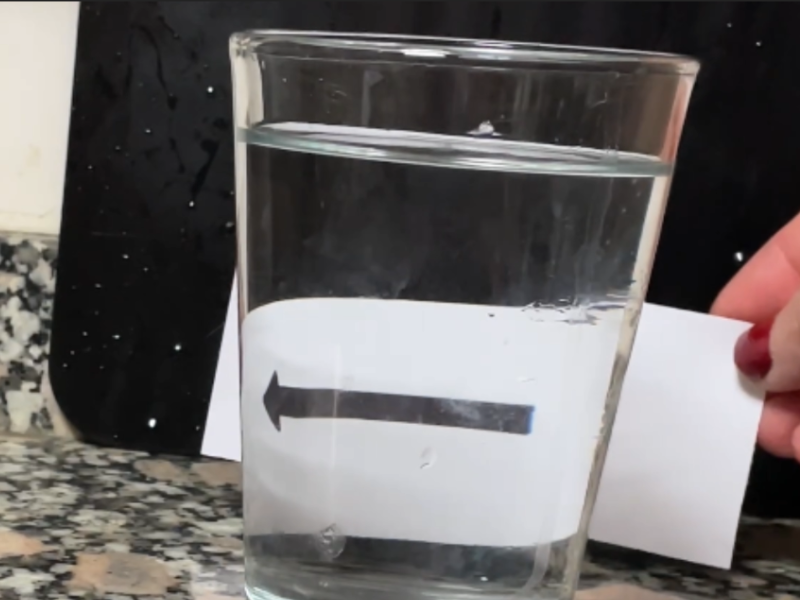 la flecha tras un vaso con agua cambia de direccion