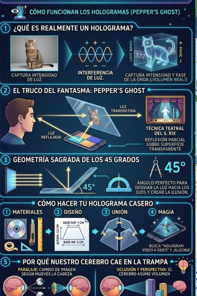 infografia resumen crear holograma  casero